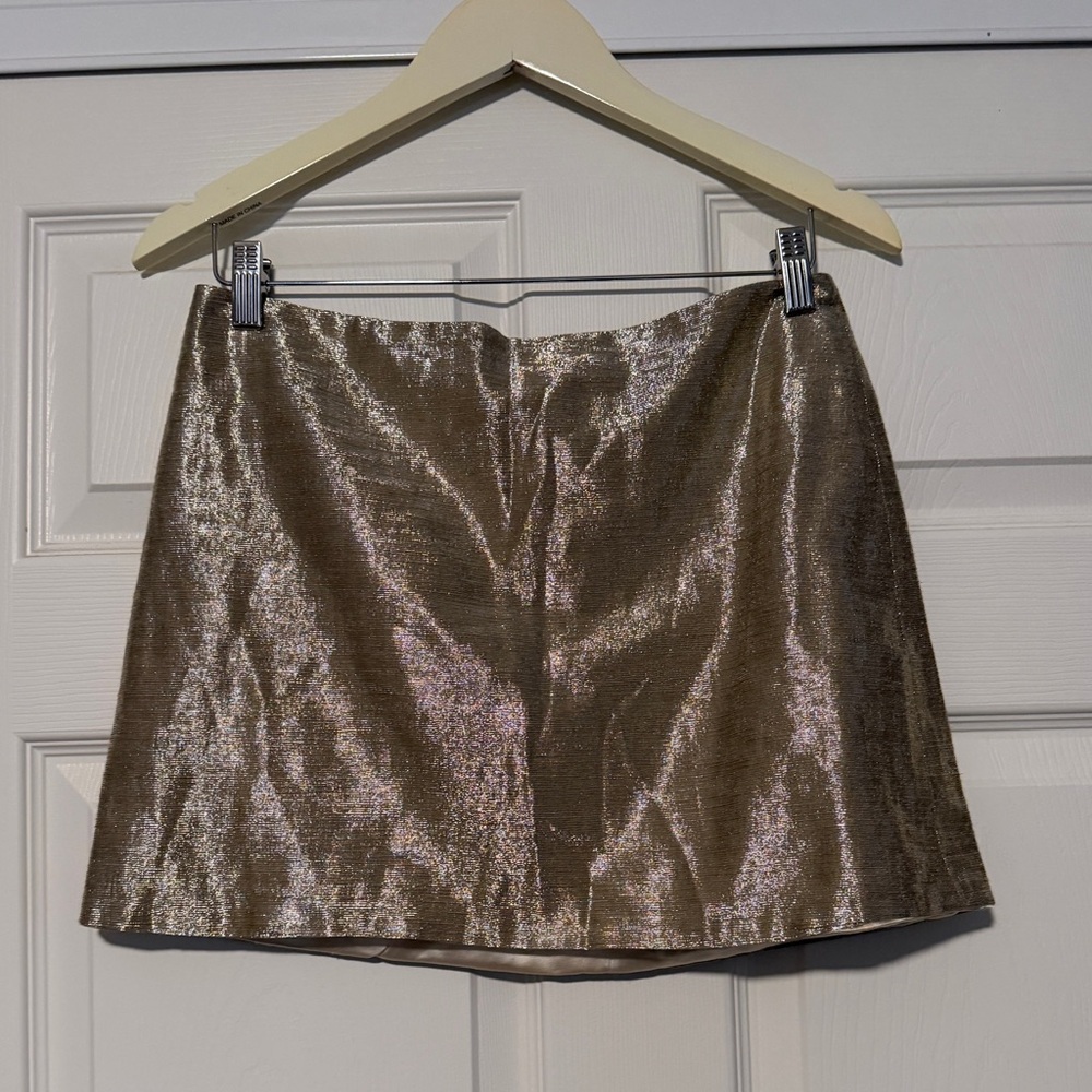 Alice + Olivia Micro Mini Skirt Gold Metallic Holiday Sparkly Disco‎
